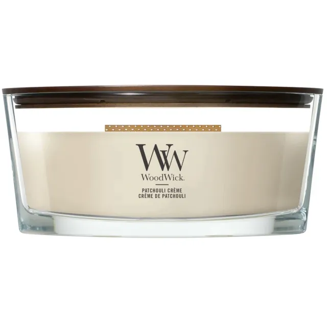 Woodwick Hearthwick Flame Ellipse Geurkaars - Patchouli Créme - 50 branduren Roze