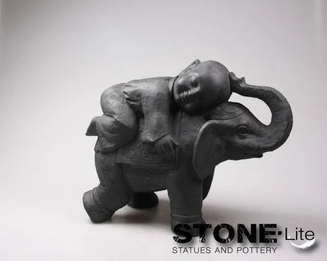 stone-l Boeddha olifant l55b24h44cm zwart zwart antraciet