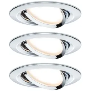 Paulmann Inbouwspot Led Nova Coin 3-stapdim Rond Kantelbaar Chroom 3x6,5w Zilver