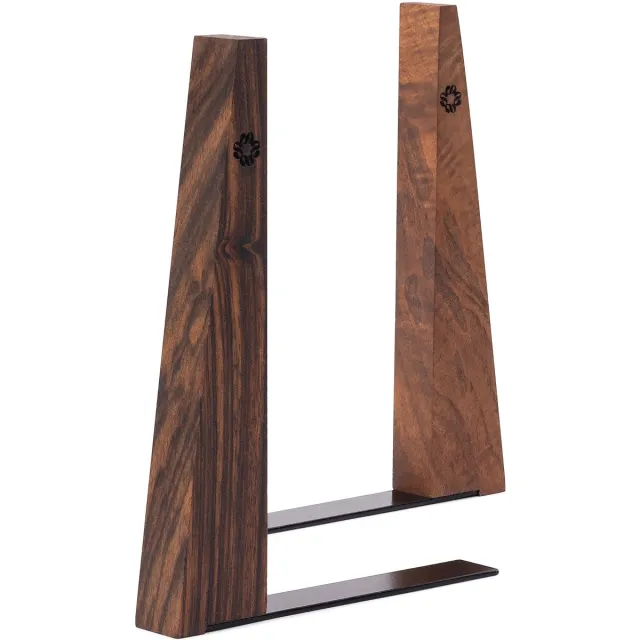 Famanu Handgemaakte houten boekensteunen met metalen basis van walnotenhout, stevige houders voor zware boeken, moderne decoratieve accessoires voor boekenplanken Bruin