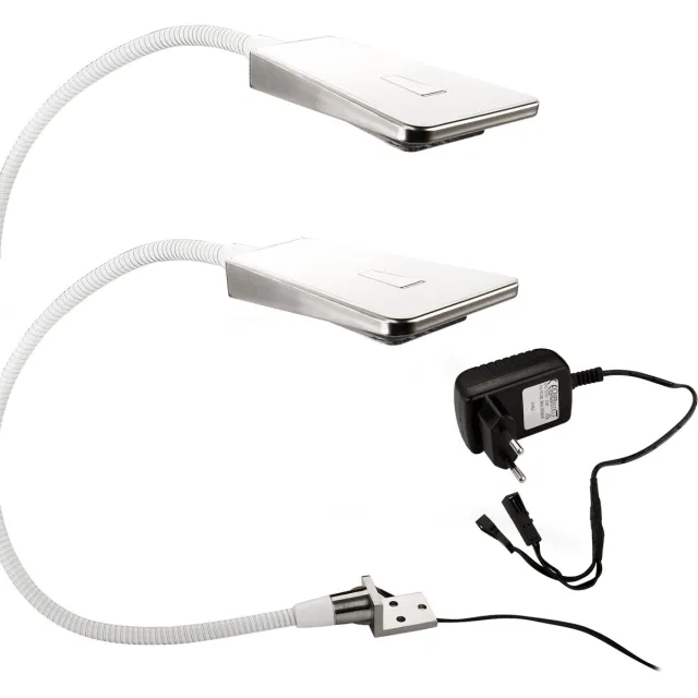 Sotech Set van 2 flexible LED leeslamp LUMINOSO wit 12V 2W met netvoeding