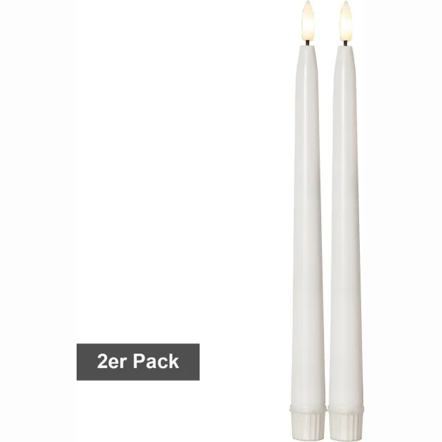 Star Trading kaarsenset Flamme Slim, 2 stuks, antieke kaarsen, wit, LED, timer, warm wit, voor buiten, 28 cm