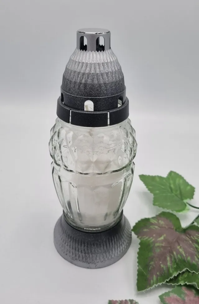 Herdenkingslichtjes.nl Herdenkingslicht - M026 - Zilver - Inclusief kaars - Grafdecoratie - Graflantaren - Windlicht