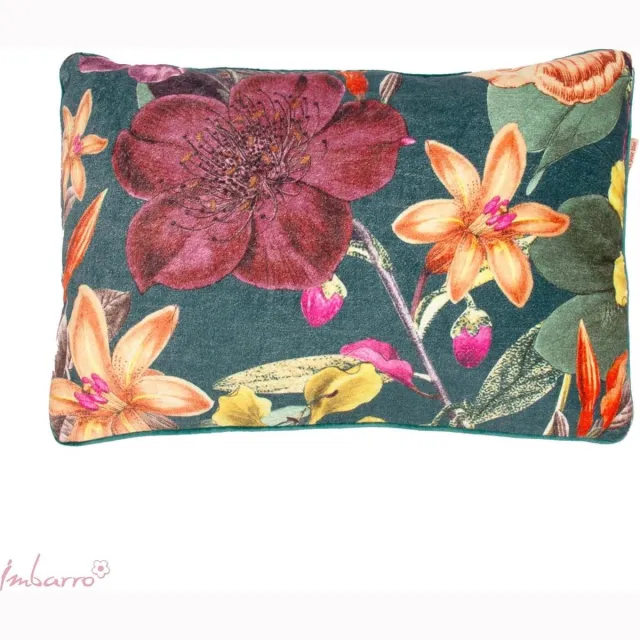Imbarro Kussen - Sierkussen - Norah - Green - 100 % katoen/velvet - 40x60 cm Groen