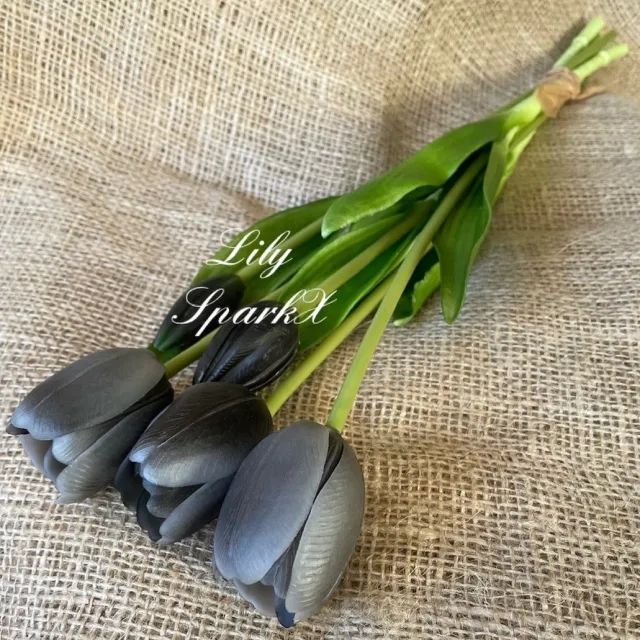 KNUS Lifestyle Kunstbloem Tulp - Zwart - Romantisch - Palm pasen - Real touch tulpen - 43 cm - Boeket - Kunstbloemen - Kunst bloem - Sally tulp - Black - Interieur - Sfeer - Voorjaar - Pasen Paasdecoratie - Bloemen - Moederdag - Oma - Decoratief - Deco - Decoratie