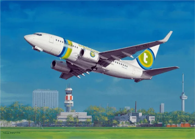 TP Aviation Art Thijs Postma - TP Aviation Art - Poster - Boeing 737-700 Transavia Rotterdam - 50x70cm Kleur