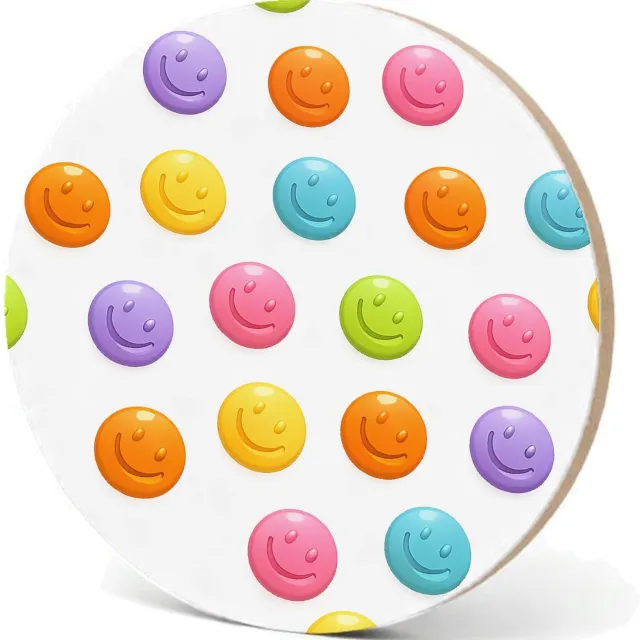 Mr Cadeautjes MDF fotolijst - design Een set van ronde fruit-icoontjes met glimlachende gezichten | cadeau Wit