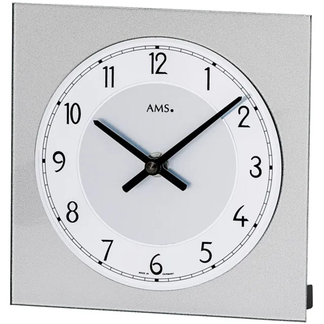 AMS Kwarts Tafelklok T1248 - Mineraalglas zilver gelakt • Aluminium wijzerplaat