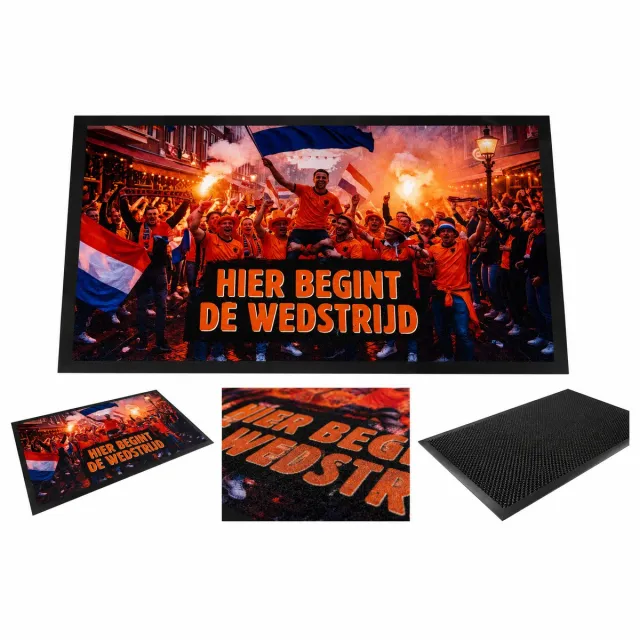 Hamat WK 2026 deurmat - deurmat - droogloopmat - schoonloopmat - wk 2026 mat - hier begint de wedstrijd - 45 x 75 cm diverse