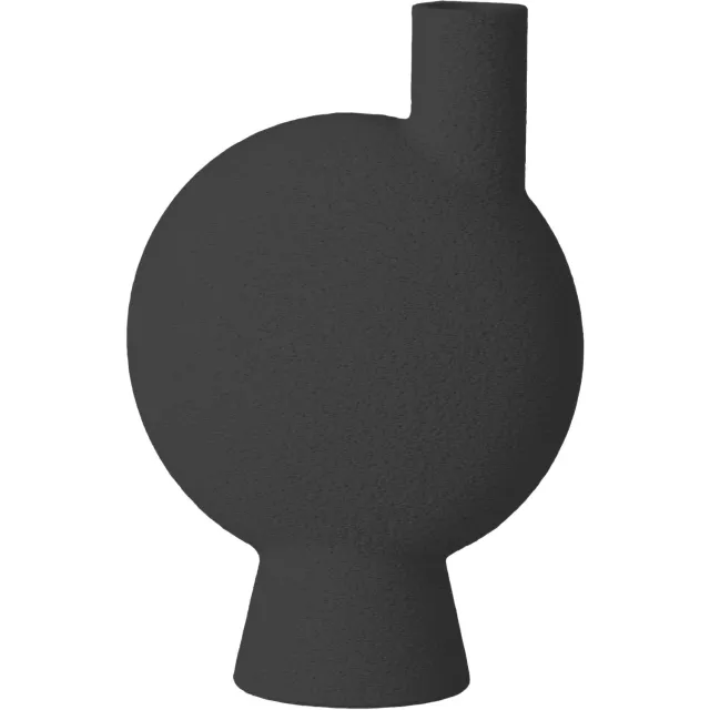 Layvo HELIA Vaas - Zwart - D17 x H25 cm - droogbloemen vaas - organische vaas - gerecycled plastic