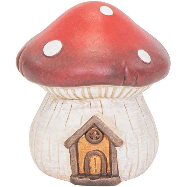 Mega Collections Mega Collection tuinkabouter paddestoel huisje - D27 x H33 cm - decoratieve tuin beeldjes Multi