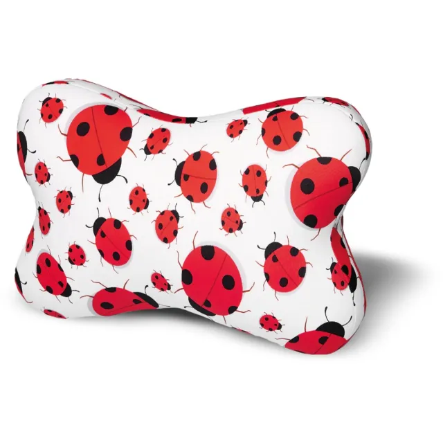 House of Healthbrands Kuschelmaxx kussen - Sierkussen gevlinderd 22 x 33 cm - lieveheersbeestje-design - Stevig en zacht - Mooie print - Gevuld met microgranulaat - Vormvast & Wasbaar - Ideaal voor op de bank, bed, auto of op reis - Inclusief Wasnet rood