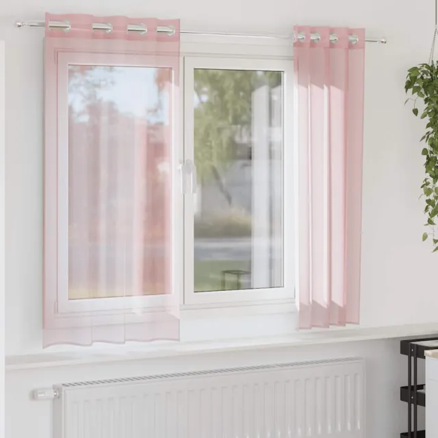vidaXL Gordijnen voile met doorvoertules 2 st 140x175 cm lichtroze roze