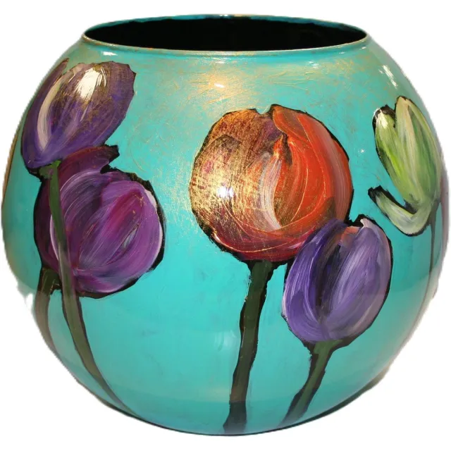 By Mariel Vaas - glas - multicolour - D30 x H24 cm - Opening 17,5 cm Turquoise