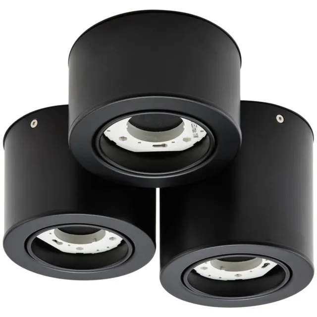 Lindby plafondlamp - 3lichts - IJzer, aluminium - H: 14.4 cm - GX53 - zwart mat
