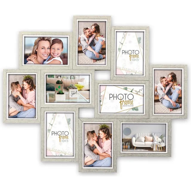 Zep Multi Houten Fotolijst Brema grijs / wit voor 10 foto's 10x15 (afmeting 59x49,5 cm) - LGX146