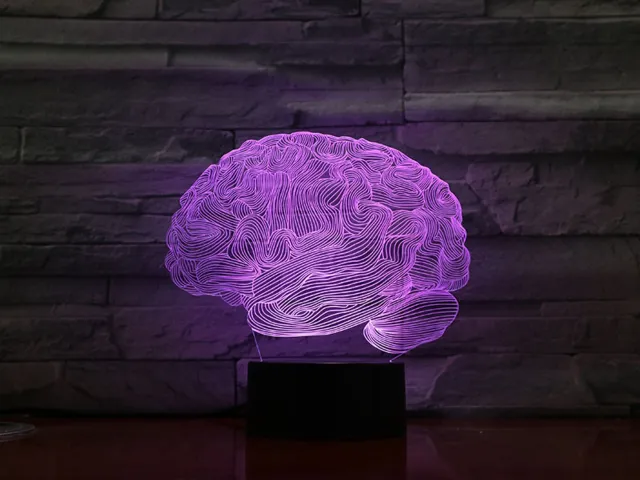 MC Living 3D Led Lamp Met Gravering - RGB 7 Kleuren - Hersenen