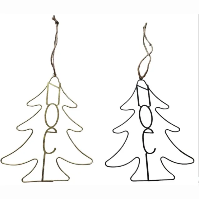 House of Seasons Kersthanger Noel boom - Goud,Zwart Set van 2 , L23xB0,3xH30cm goud zwart