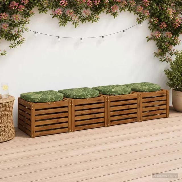 vidaXL 4-Piece Zitkussens 4 st 100% Polyester Bladontwerp Groen