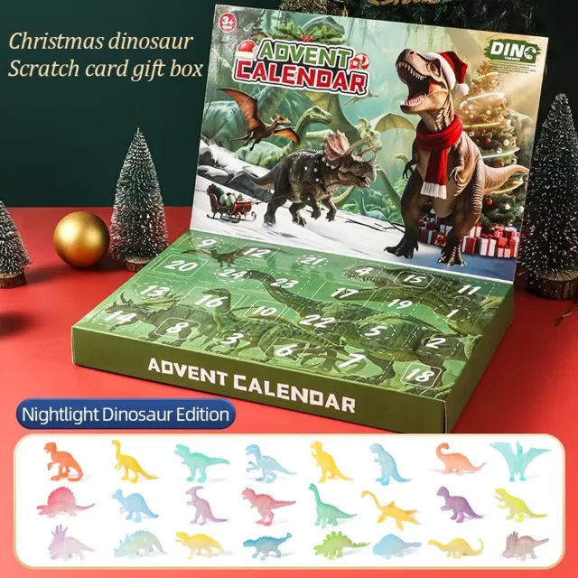 Flintry Dinosaurus-speelgoedadventskalender 2026 – Aftellen naar Kerstmis (24 dagen) – Verrassingsset met diverse dinosaurusfiguren Blauw
