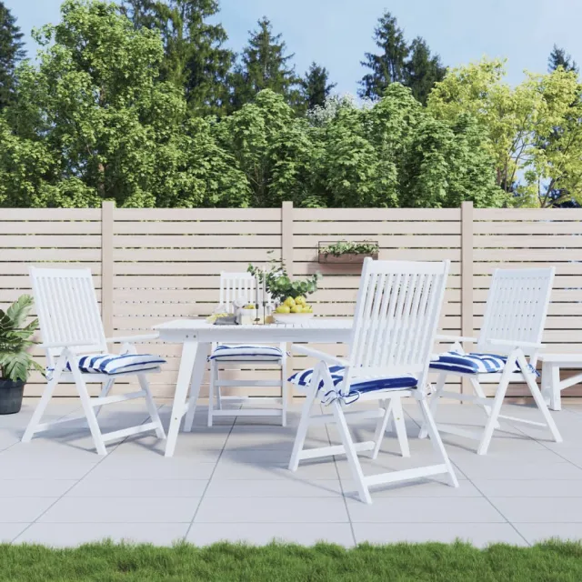 vidaXL Stoelkussens 4 st 50x50x7 cm stof gestreept wit en blauw Meerkleurig