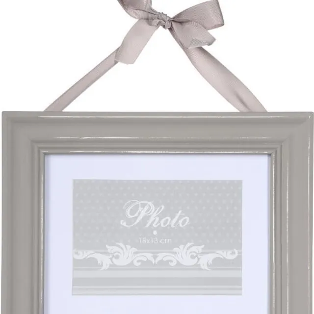 Atmosphera Créateur d'intérieur® Romantische houten fotolijst met lint MANOIR Gris
