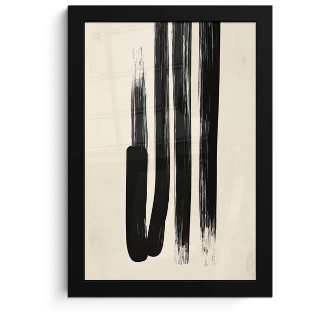 FrameYourWall Poster in lijst - Fotolijst 20x30 cm - Posters - Penseelstreken - Verticaal - Zwart - Posterlijst zwart - Decoratie - Wanddecoratie woonkamer - Muurdecoratie slaapkamer