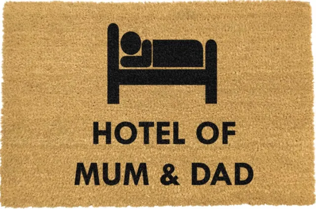 MadDeco kokos deurmat - Hotel of mum and dad - duurzaam gemaakt in europa - 60 x 40 cm zie afbeelding