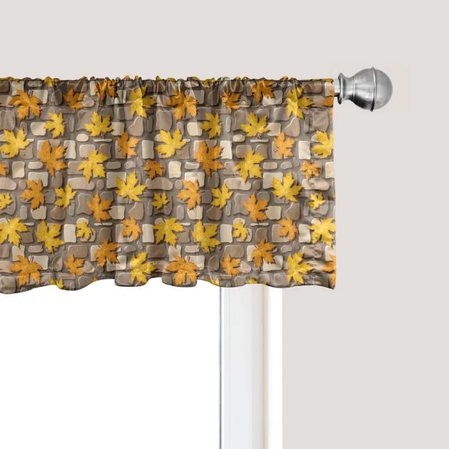 ABAKUHAUS Herfst raamvalletje, Gordijnvalletje voor keuken en slaapkamer met tunnelzoom, 137 cm x 30 cm, Cacao lichtgrijs