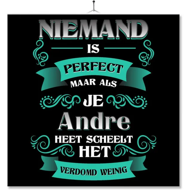 MC Living Tegel Met Opdruk | Kado | Cadeau | Niemand Is Perfect Maar Als Je Andre Heet Scheelt Het Verdomd Weinig Multi-Color