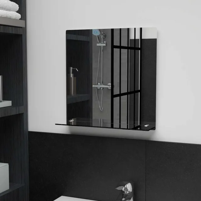 vidaXL Wandspiegel met schap 40x40 cm gehard glas Wit