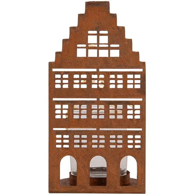 Clayre & Eef Waxinelichthouder Huis 8x8x15 cm Bruin Metaal