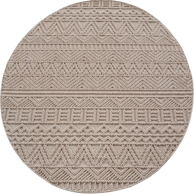 Ayyildiz Helix Boho Vloerkleed Beige 160 cm rond – Effen Laagpolig Tapijt – Modern Bohemian Design voor Woonkamer en Slaapkamer
