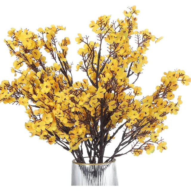 Famanu Kunstbloemen - 6 stuks Europese Bloemen Boeket voor Thuis Tuin Keuken Decoratie Bruiloft Feest Decoratie Geel Citroengeel