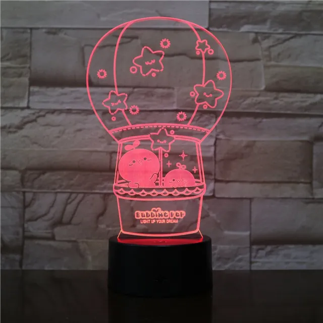 MC Living 3D Led Lamp Met Gravering - RGB 7 Kleuren - Luchtballon