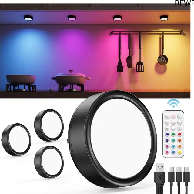 RFWR Dimbare RGB Kastverlichting met USB Oplaadfunctie - 2400mAh LED Spot met Afstandsbediening en Magnetische Installatie RGBW