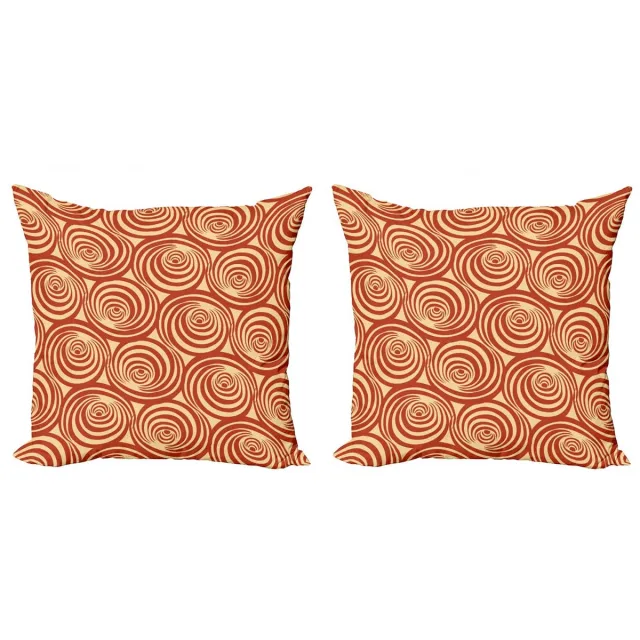 ABAKUHAUS Retro Kussenhoes – 2x40x40 cm – Dubbelzijdig bedrukt – Roest Rust