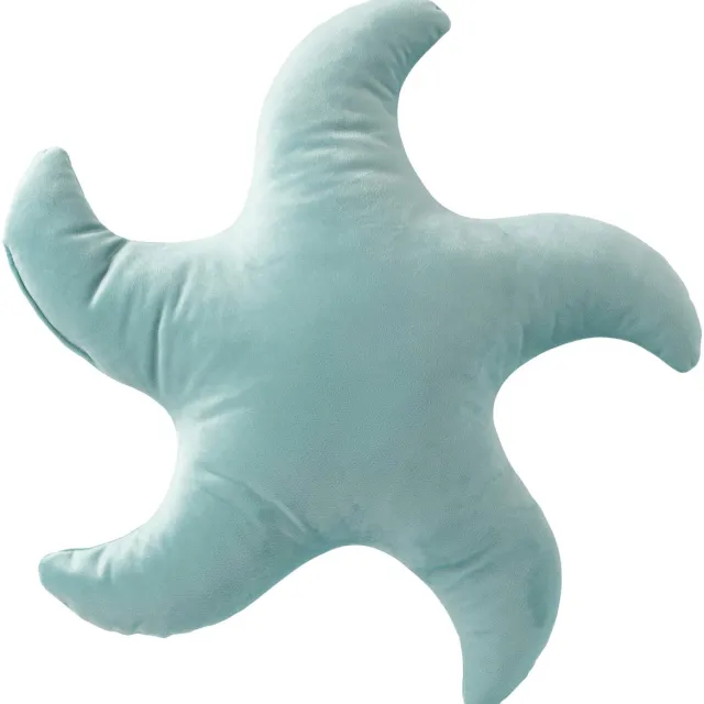J-Line kussen Zeester - polyester - turkoois Blauw