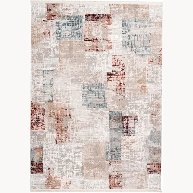 Padiro elegant laagpolig vloerkleed 200 x 300 cm - lichtbeige - vintage patroon - met franjes - voor vloerverwarming - van polyester en katoen