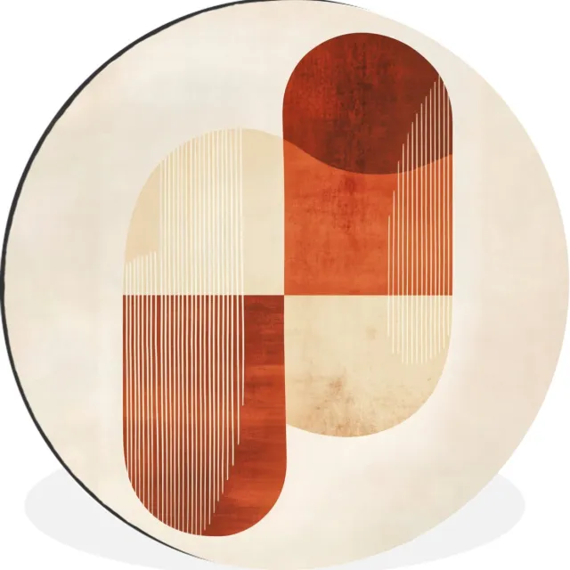WallCircle Wandcirkel - Muurcirkel - Bogen - Beige - Vormen - Aluminium - Dibond - 60x60 cm - Binnen en Buiten Vormen – Modern