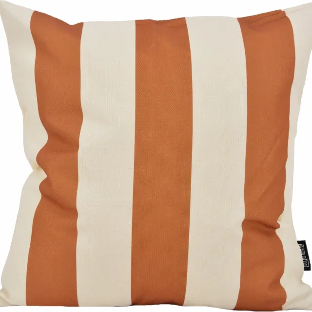 Gek op Kussens! Ela Stripe Cognac Kussenhoes | 45 x 45 cm | Katoen/Linnen bruin