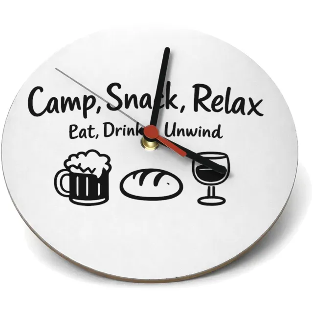 Mr Cadeautjes Klok rond Ø 19 - design Minimalistische borrelhumor voor buitenactiviteiten met een | cadeau Wit