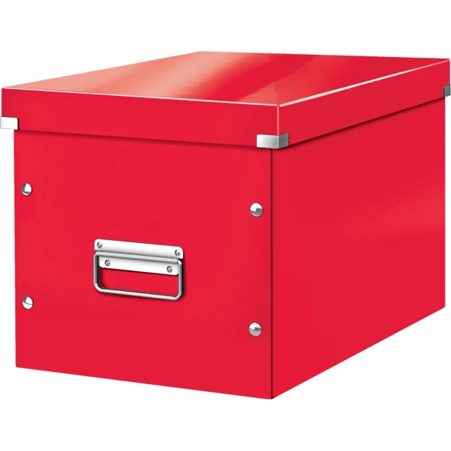 Leitz Wow Click & Store Kubus Grote Opbergdoos - 80% Gerecycled Karton - 32 x 31 x 36 cm (BxHxD) - Rood