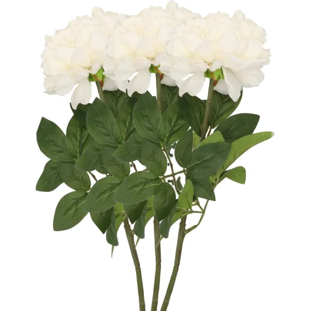 DK design Kunstbloem pioenroos - 3x - creme - zijde - 71 cm - kunststof steel - decoratie bloemen