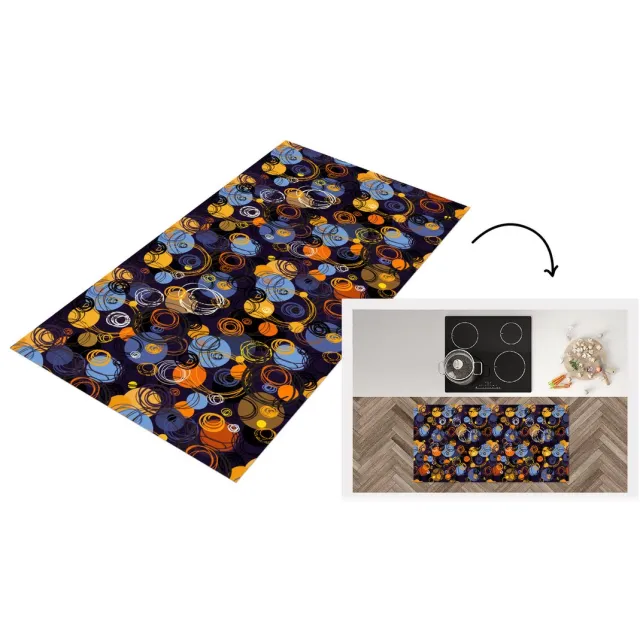 KitchenYeah Keukenloper - Loper keuken - Patroon - Abstract - Ringen - 120x60 cm - Keukenloper vinyl Multicolor