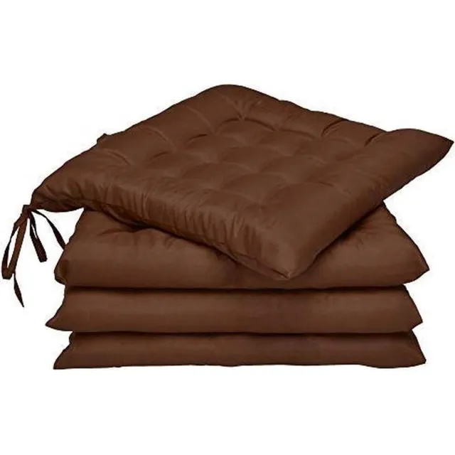 Beautissu Lea Stoelkussens Eetkamer 40x40 cm Set van 4 Zitkussen met Lint Bruin