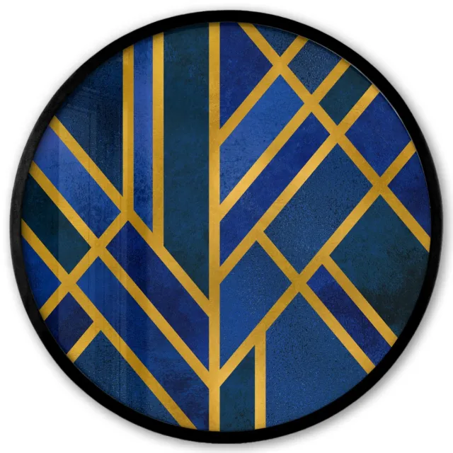 FrameYourWall Poster in lijst Rond - Fotolijst 40x40 cm - Posters - Goud - Blauw - Design - Luxe - Ronde posterlijst zwart - Decoratie - Wanddecoratie woonkamer - Muurdecoratie slaapkamer Multicolor