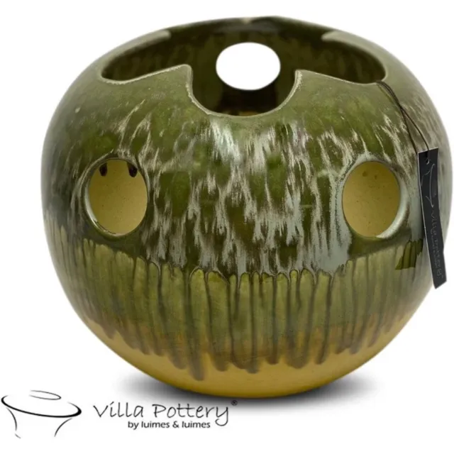Irishflowers Vaas - Decoratie - Villa Pottery - Modern - Keramiek - Woondecoratie - Topflower 1_1 Dark Green Reactive yellow Groen