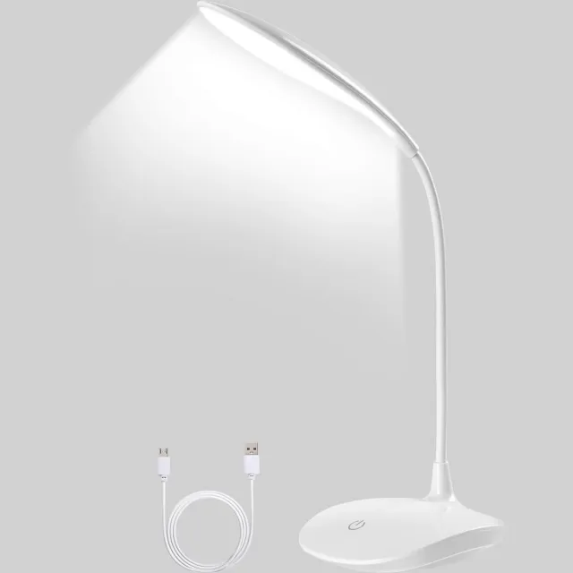 Mrs. Jones LED Bureaulamp Oogbescherming Leeslamp Dimbaar Boeklamp Bedlamp USB-voeding Tafellamp 3 Helderheidsniveaus Touch-bediening Flexibel Geschikt voor Slaapkamer Kantoor Studeerkamer Wit Helderheid Instelbaar Opvouwbare Arm . Multi-color