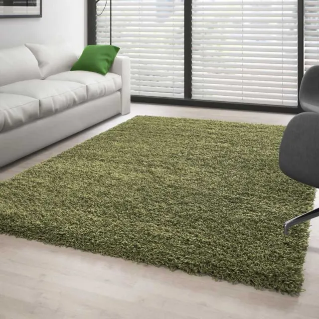 TapisTrend Harig tapijt Groente 160 cm rond Hoogpolig vloerkleed, effen groen